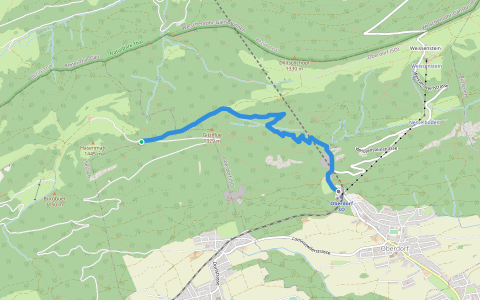Egg - Oberdorf Talstation Gondelbahn walking route map in Selzach