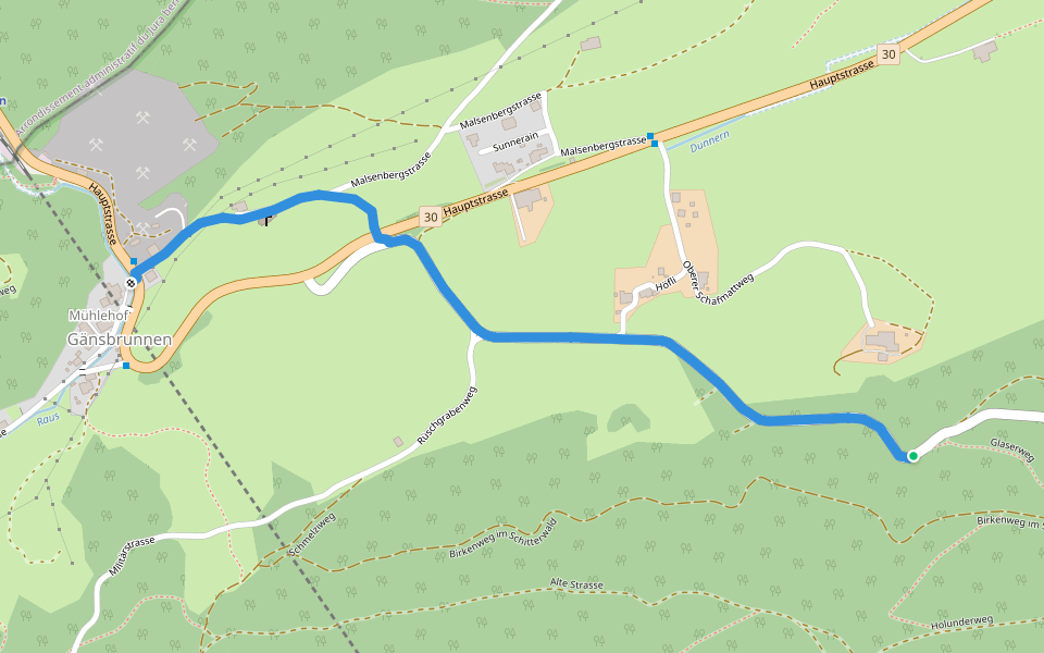 Glaserweg - St. Josef walking route map in Welschenrohr-Gänsbrunnen