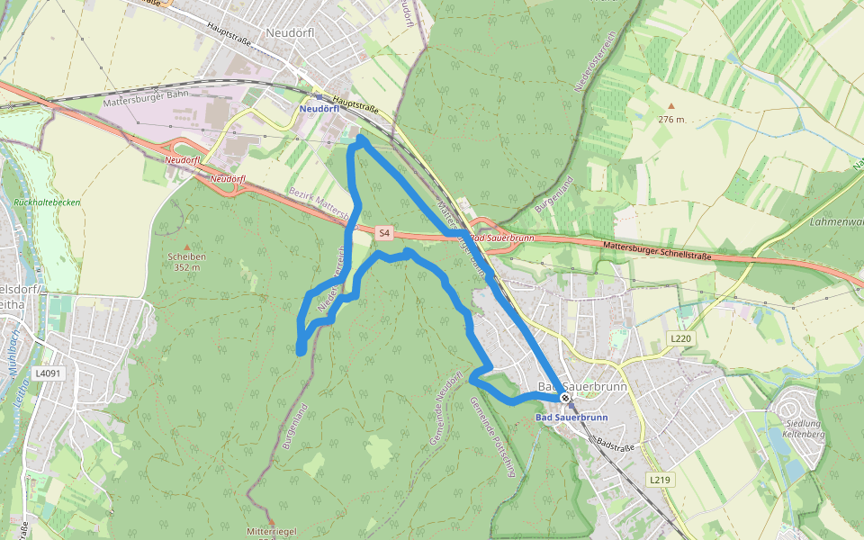 Bad Sauerbrunn Rundwanderweg walking route map in Bad Sauerbrunn
