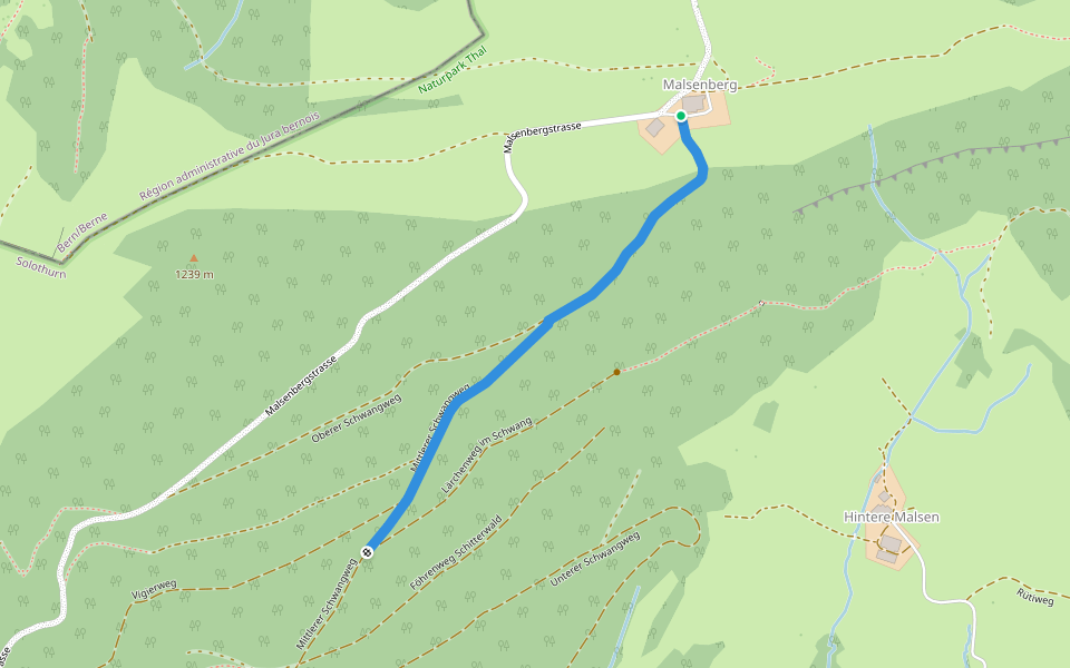 Schwang - Malsenberg walking route map in Welschenrohr-Gänsbrunnen