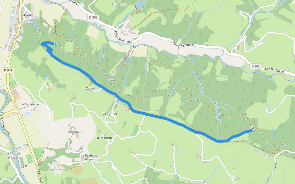 Sentier des Vignes walking route map in Nauviale
