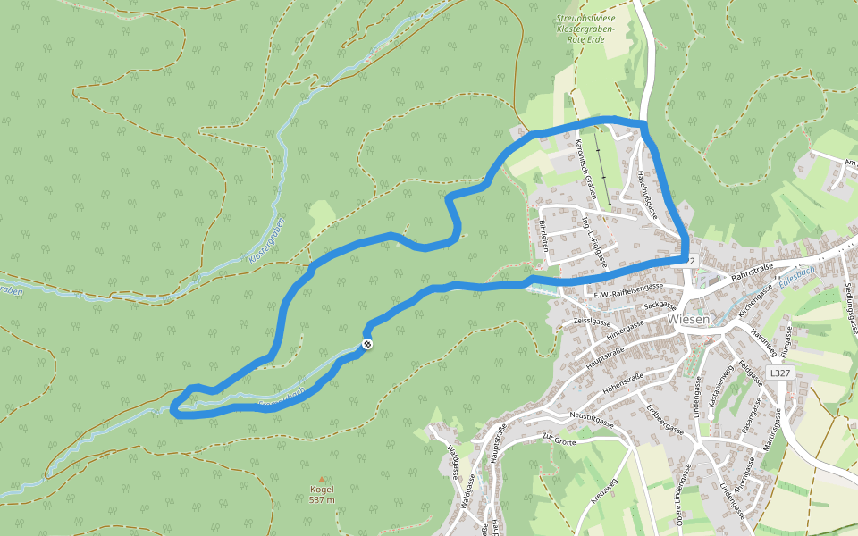 Wiesen - Blumaugraben Rundwanderweg walking route map in Wiesen