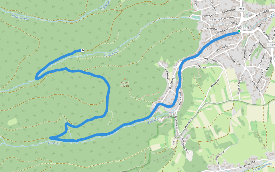 Wiesen - Kohlstattgraben Wanderweg walking route map in Wiesen