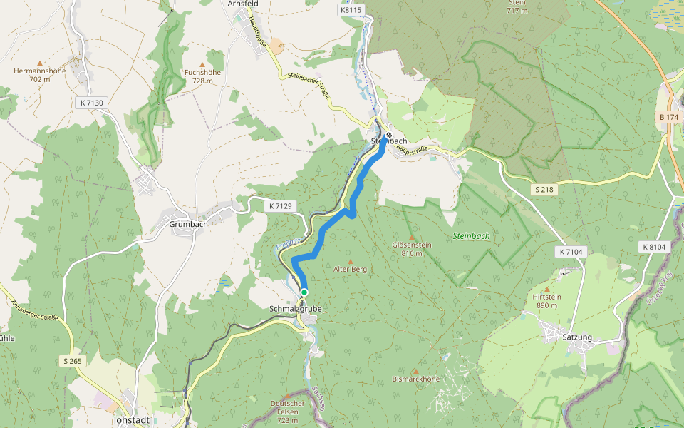 Ww Schmalzgrube - Steinbach walking route map in Jöhstadt