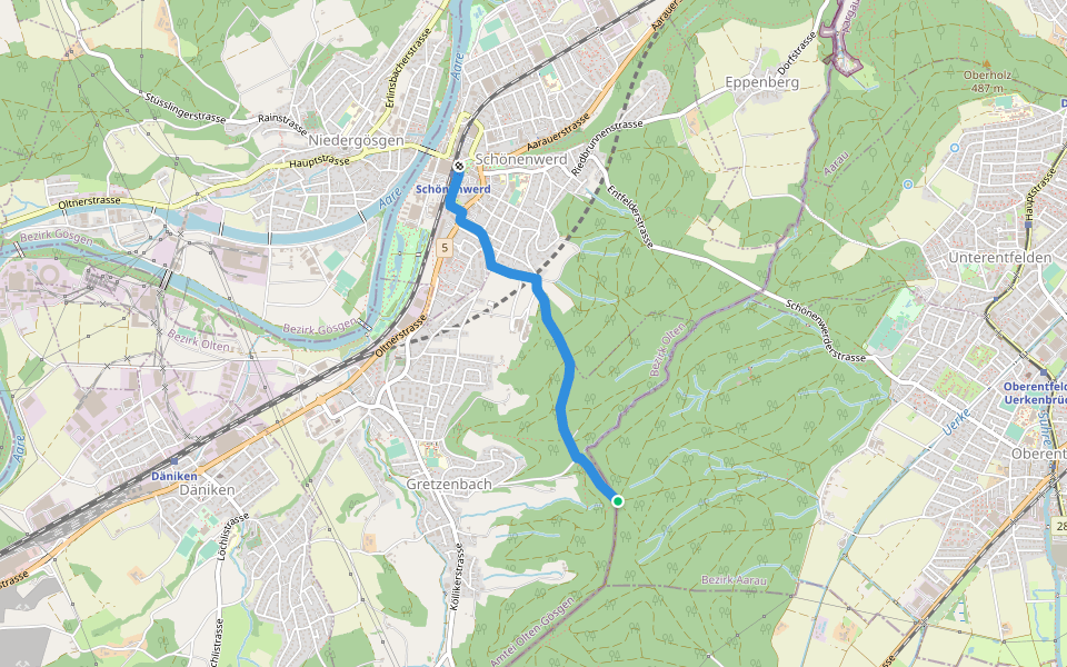 Schönenwerd - Im Tann walking route map in Gretzenbach