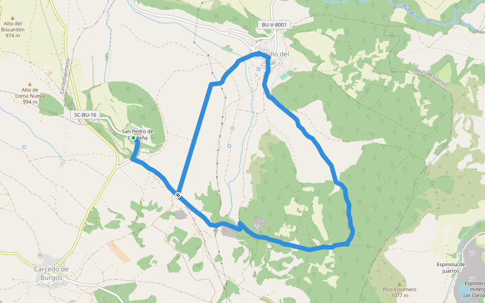 PRC-BU 115 Sendero del Destierro del Cid walking route map in Castrillo del Val