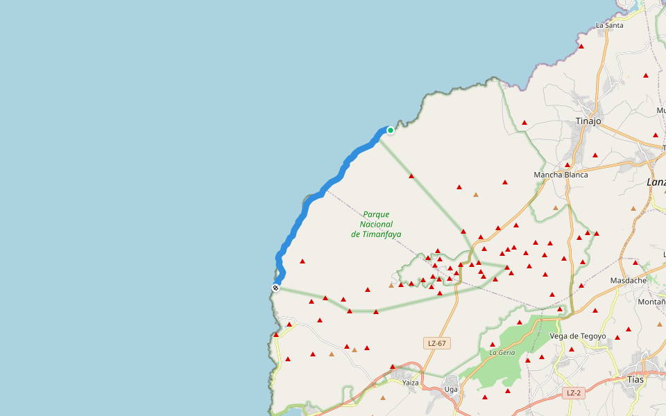 Ruta del Litoral walking route map in Tinajo
