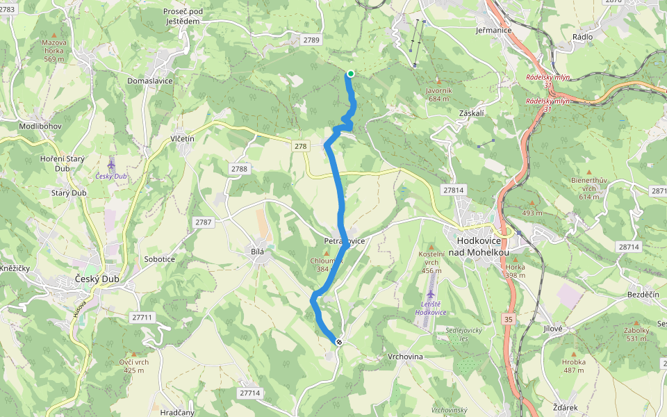 [Z] Rašovské sedlo - Kohoutivice walking route map in Dlouhý Most