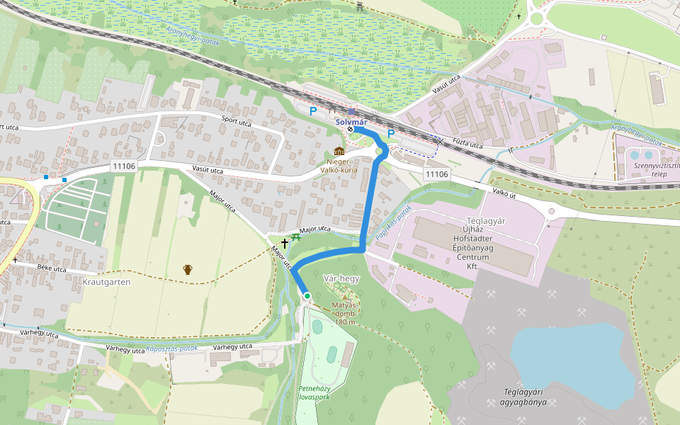Z■ (Solymár, Major utca – Rókus utca – Solymár, vá.) walking route map in Solymár