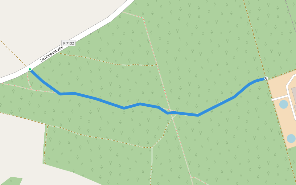 Ww zum Tierheim, nur an der Straße markiert walking route map in Sehmatal