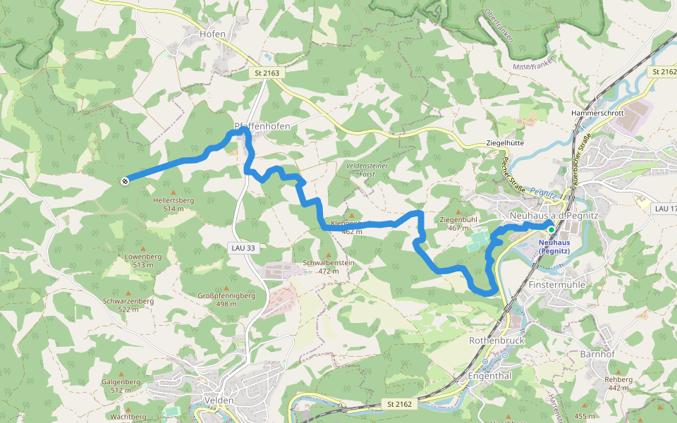 Erzweg-Plecher Schlaufe (Teil1) walking route map in Neuhaus an der Pegnitz