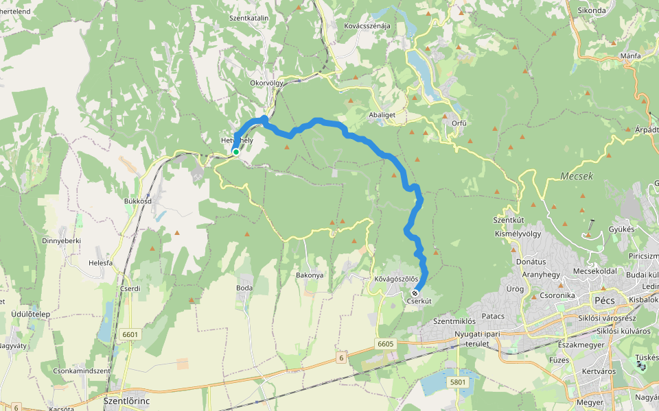 K▲ (Hetvehely – Jakab-hegy – Cserkút) walking route map in Hetvehely