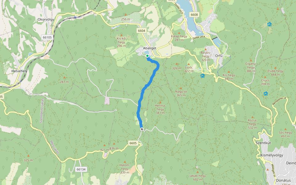 K■ (Abaliget – Petőczpuszta) walking route map in Abaliget