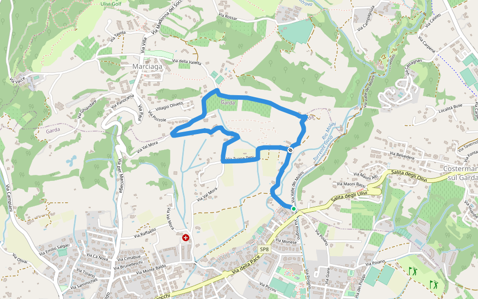 Garda - Beati - Pignoi (Itinerario C) walking route map in Garda