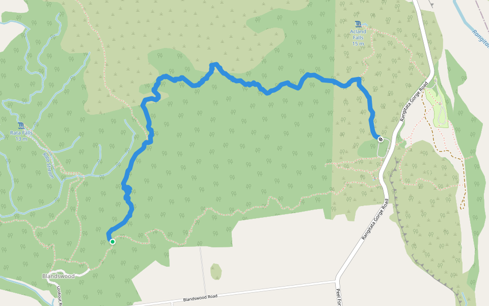 Allans Track walking route map in Peel Forest