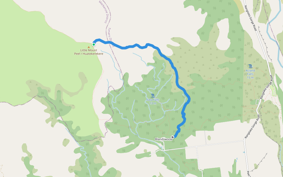 Deep Spur Track walking route map in Peel Forest