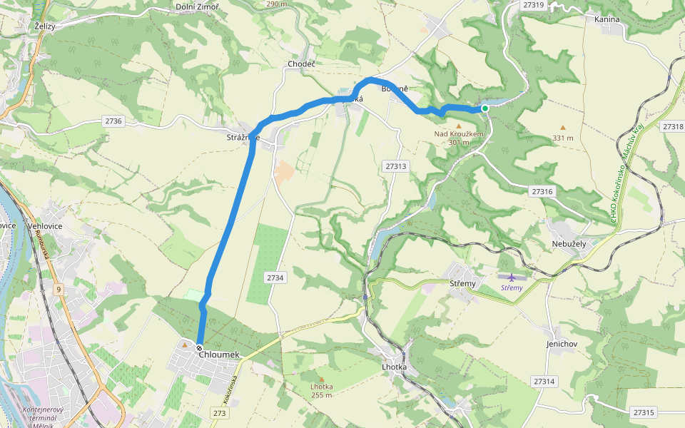 [Ž] Harasov - Chloumek walking route map in Kokořín