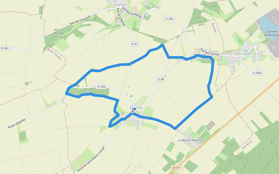 Circuit du Lavoir walking route map in Épaney