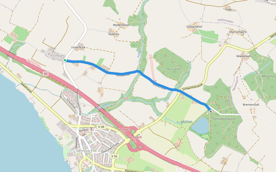 Chilchbüel - Steinibüel walking route map in Sempach