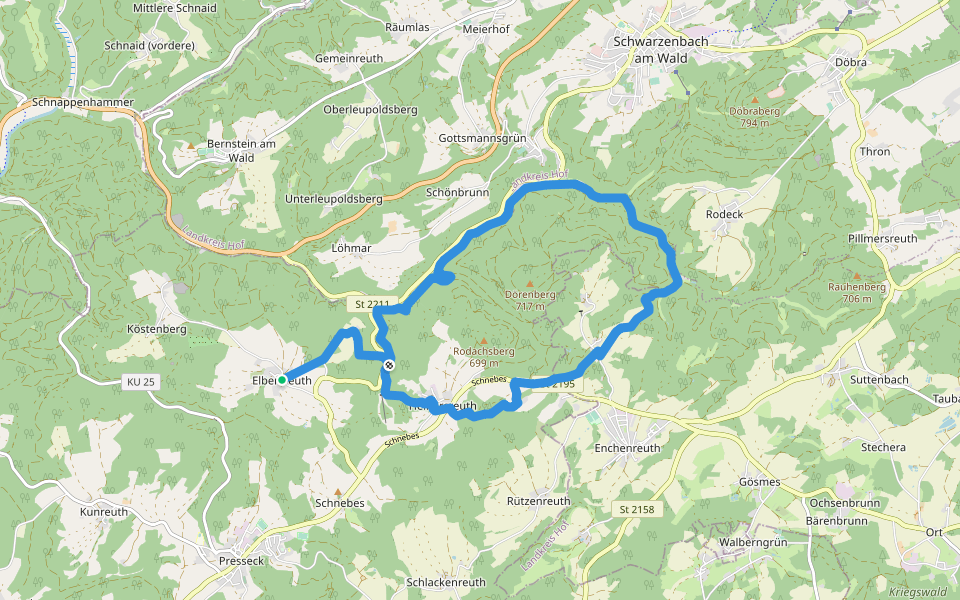 Heinersreuther Schlösserweg walking route map in Presseck