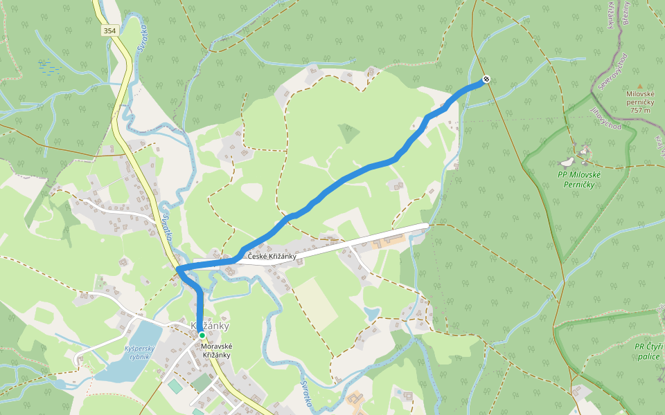 Za pilníkáři na Český kopec walking route map in Křižánky