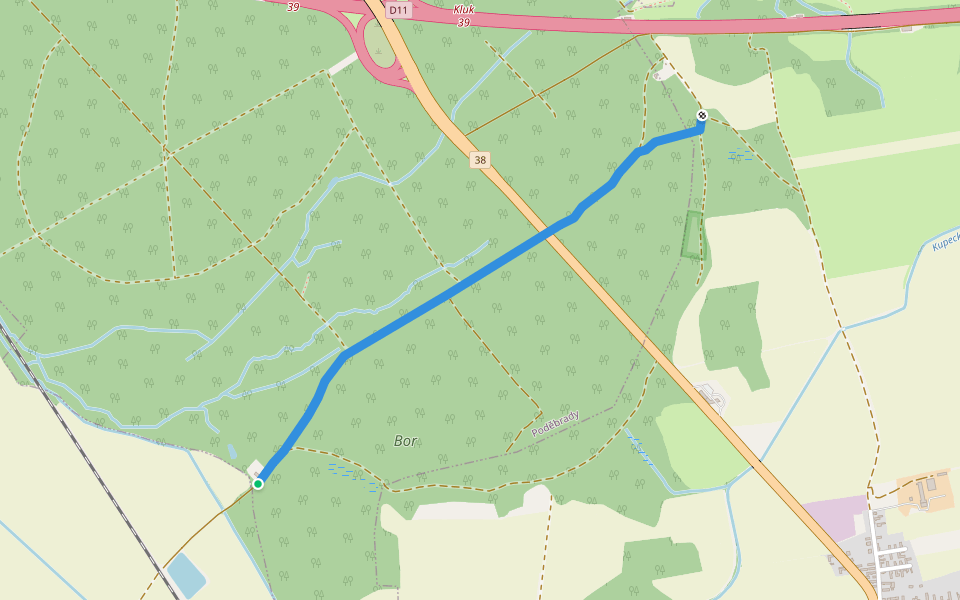 [Ž] Reliška - Sokolečská hájovna walking route map in Poděbrady