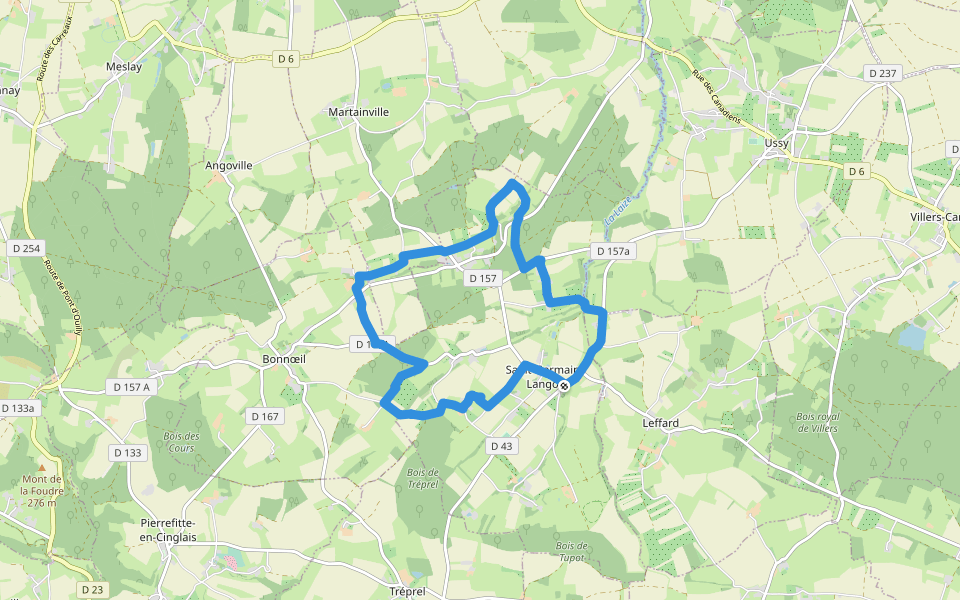 Circuit des 3 Moulins walking route map in Saint-Germain-Langot