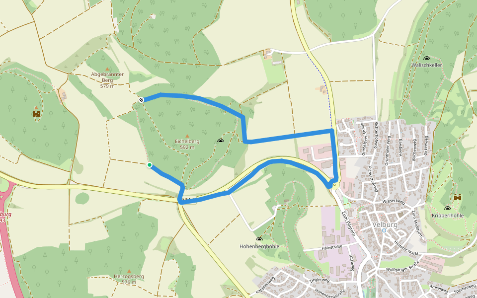 Rundweg um den Eichelberg walking route map in Velburg