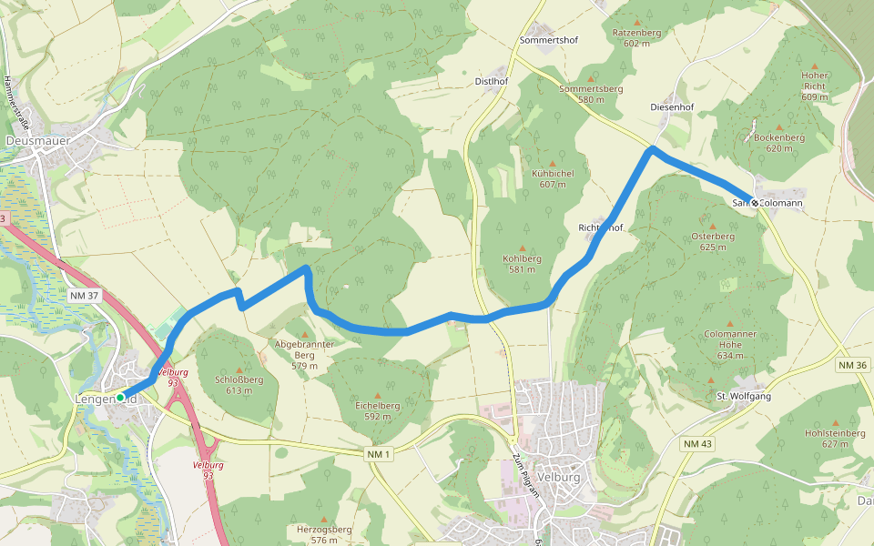 Lengenfeld - Tropfsteinhöhle walking route map in Velburg