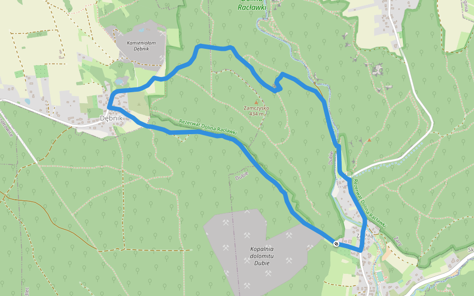 Ścieżka dydaktyczna w Dolinie Racławki walking route map in Dubie