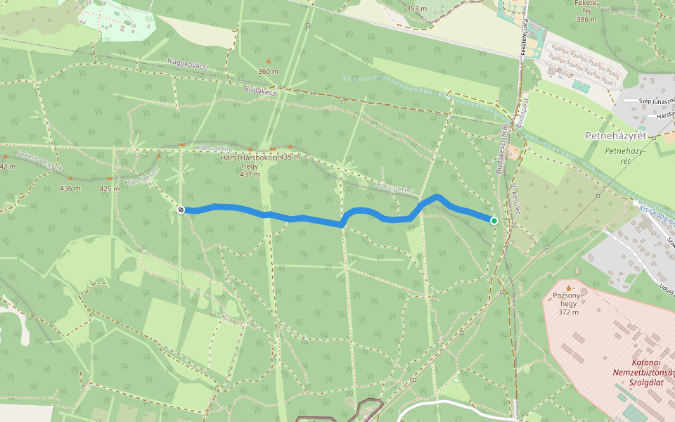 Z+ (Budakeszi Vadaspark, kerítés – Hárs (Hársbokor)-hegy – Budakeszi Vadaspark, kerítés) walking route map in Budapest