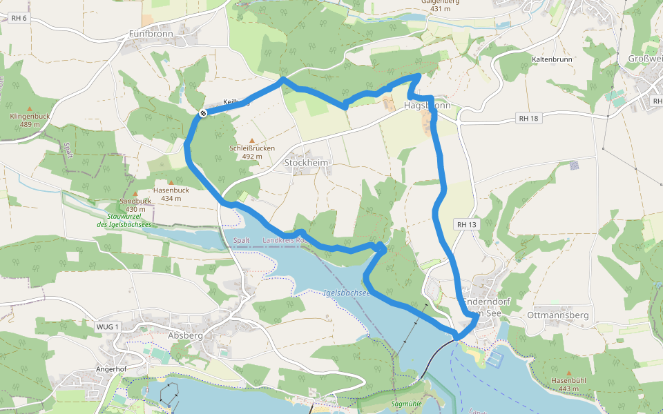 16 Igelsbachsee walking route map in Spalt