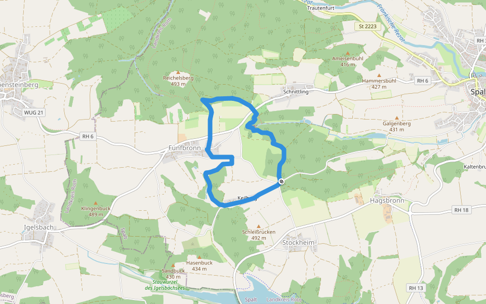 17 Zu den Felsenschluchten walking route map in Spalt