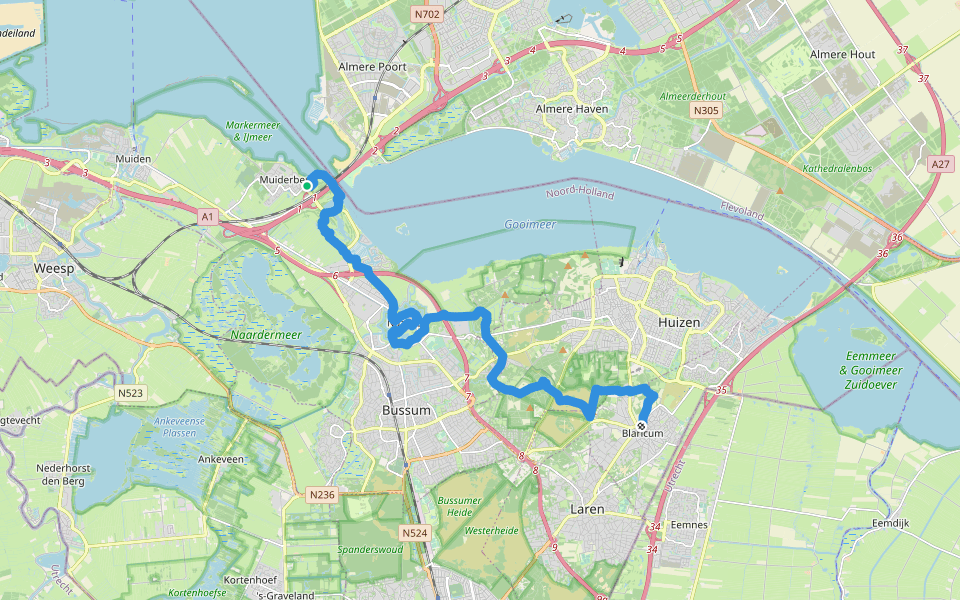 Zuiderzeepad - 08 walking route map in Muiderberg