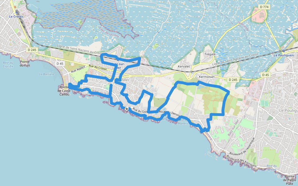 Les Granits de Batz walking route map in Batz-sur-Mer