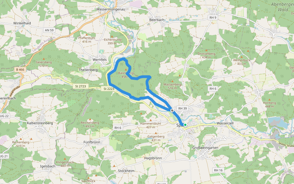 20 Wanderung zur Bärenburg walking route map in Spalt