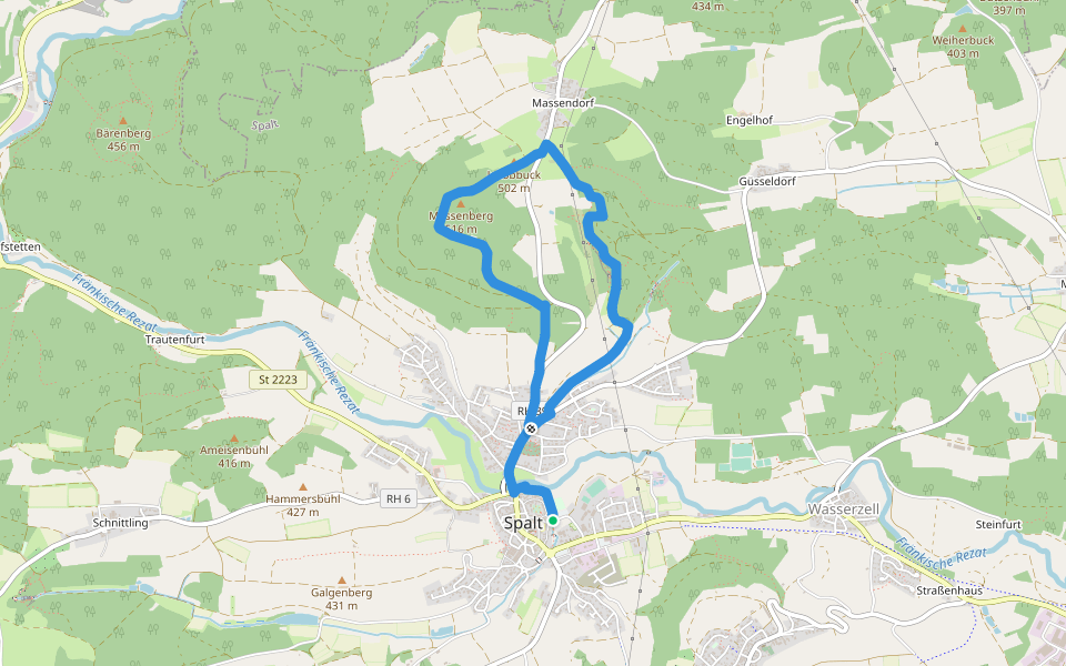24 Massendorfer Schlucht walking route map in Spalt
