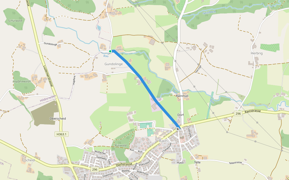 Rain - Gundelingen walking route map in Rain