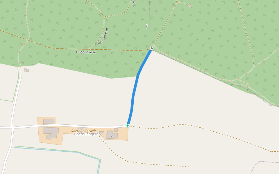 Ober Hundgellen - Morentaler Wald walking route map in Eich