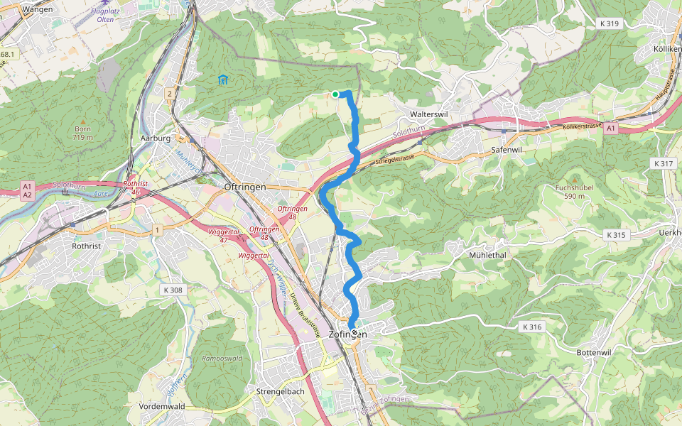 Altes Schützenhaus - Bad Lauterbachl walking route map in Oftringen