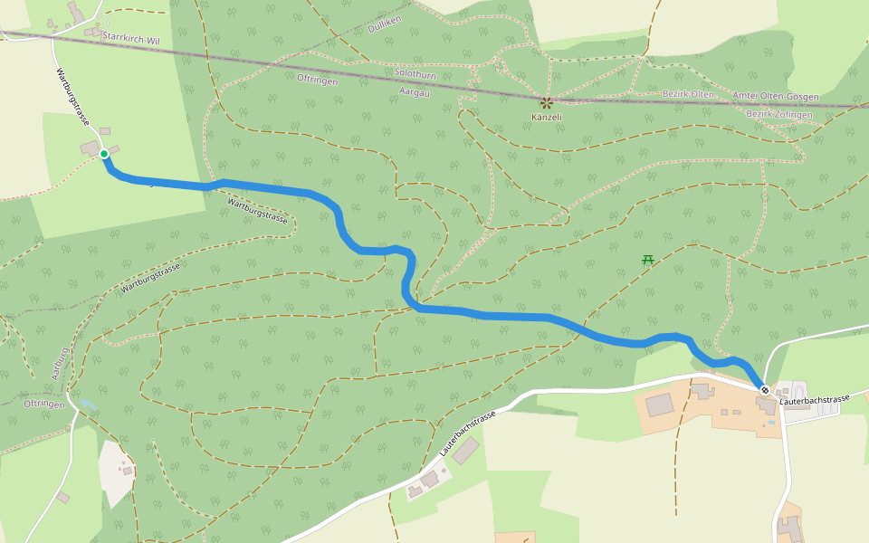 Bad Lauterbach - Wartburghof walking route map in Oftringen