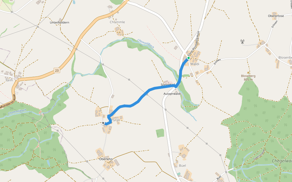 Waldi - Grüt walking route map in Beromünster