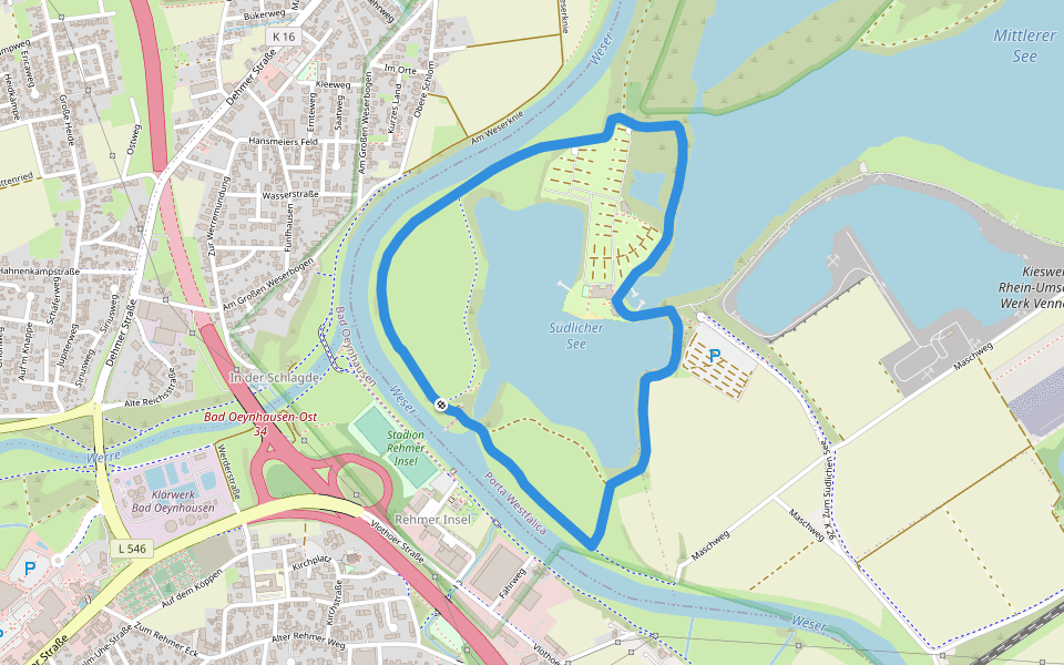 Um den Südlichen See A8-PWC walking route map in Bad Oeynhausen