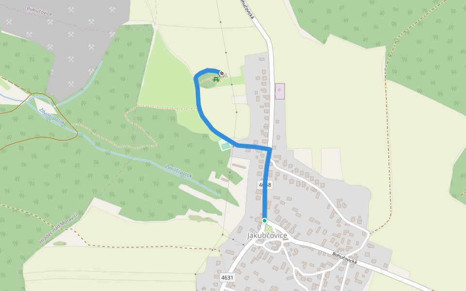 [Z] Jakubčovice (BUS) - Nad Příletem walking route map in Hradec nad Moravicí