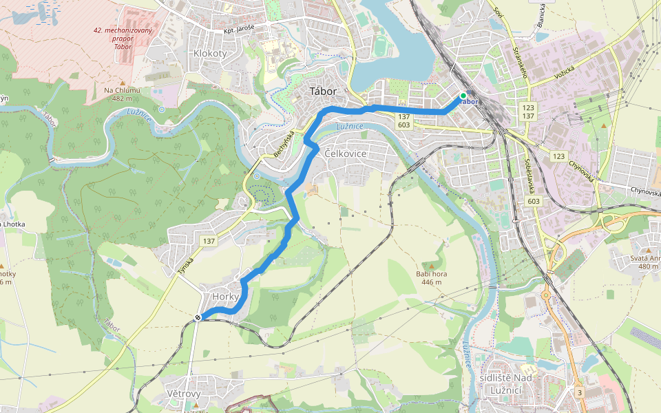 [Z] Tábor - Horky walking route map in Tabor