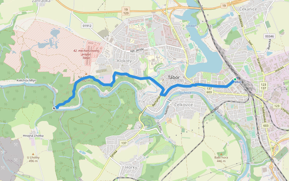 [Z] Tábor - U Harrachovky walking route map in Tabor