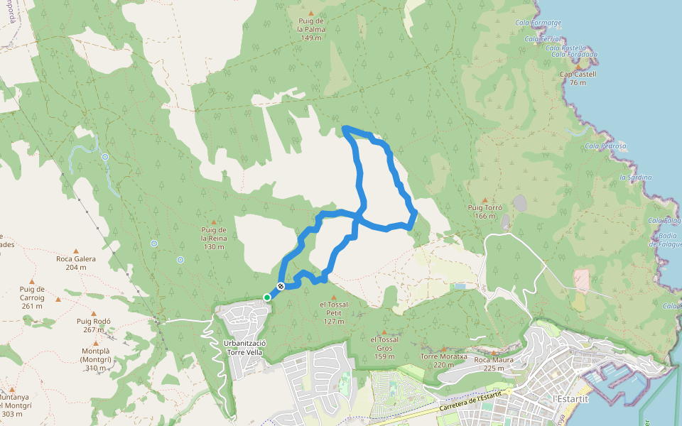 Ruta del Vent walking route map in La Torre Vella