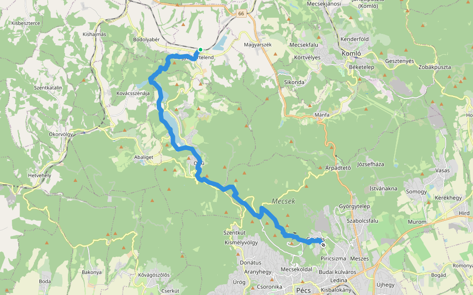 S+ (Gyükés – Dömörkapu – Lapis – Büdös-kút – Orfű – Magyarhertelend vm.) walking route map in Magyarhertelend