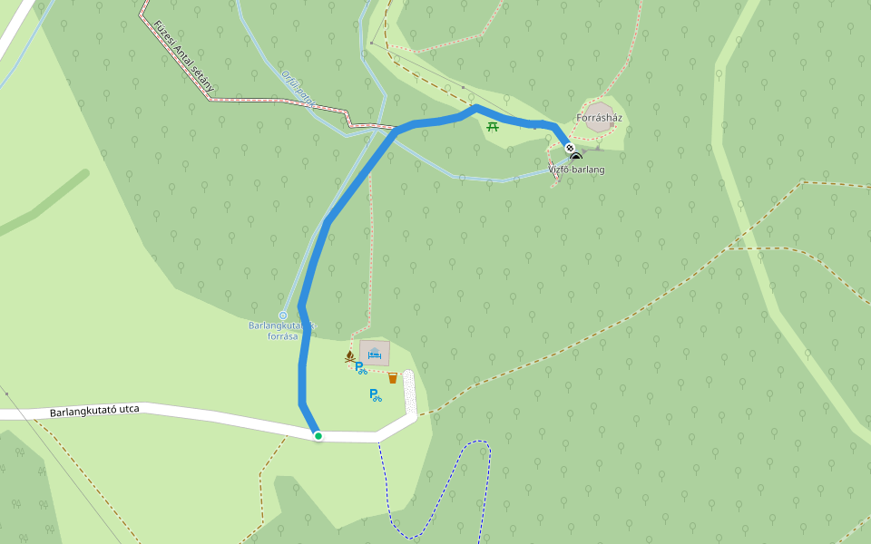 ZΩ (Vízfő-barlang) walking route map in Orfű