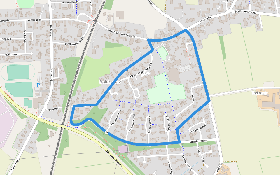 Bolderslevs Grønne Sløjfer, hvid byrute walking route map in Bolderslev